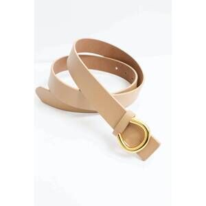NEW LETO women's minimalist leather horseshoe belt in beige